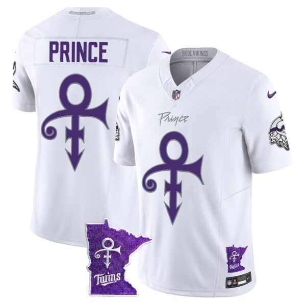 Minnesota Vikings 2024 Prince Vapor Limited Jersey V2 – All Stitched – White Limited – Prince Jersey