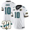 Jacksonville Jaguars 1990s Throwback Uniforms – All Stitched – White – Mac Jones – 10 Jersey
