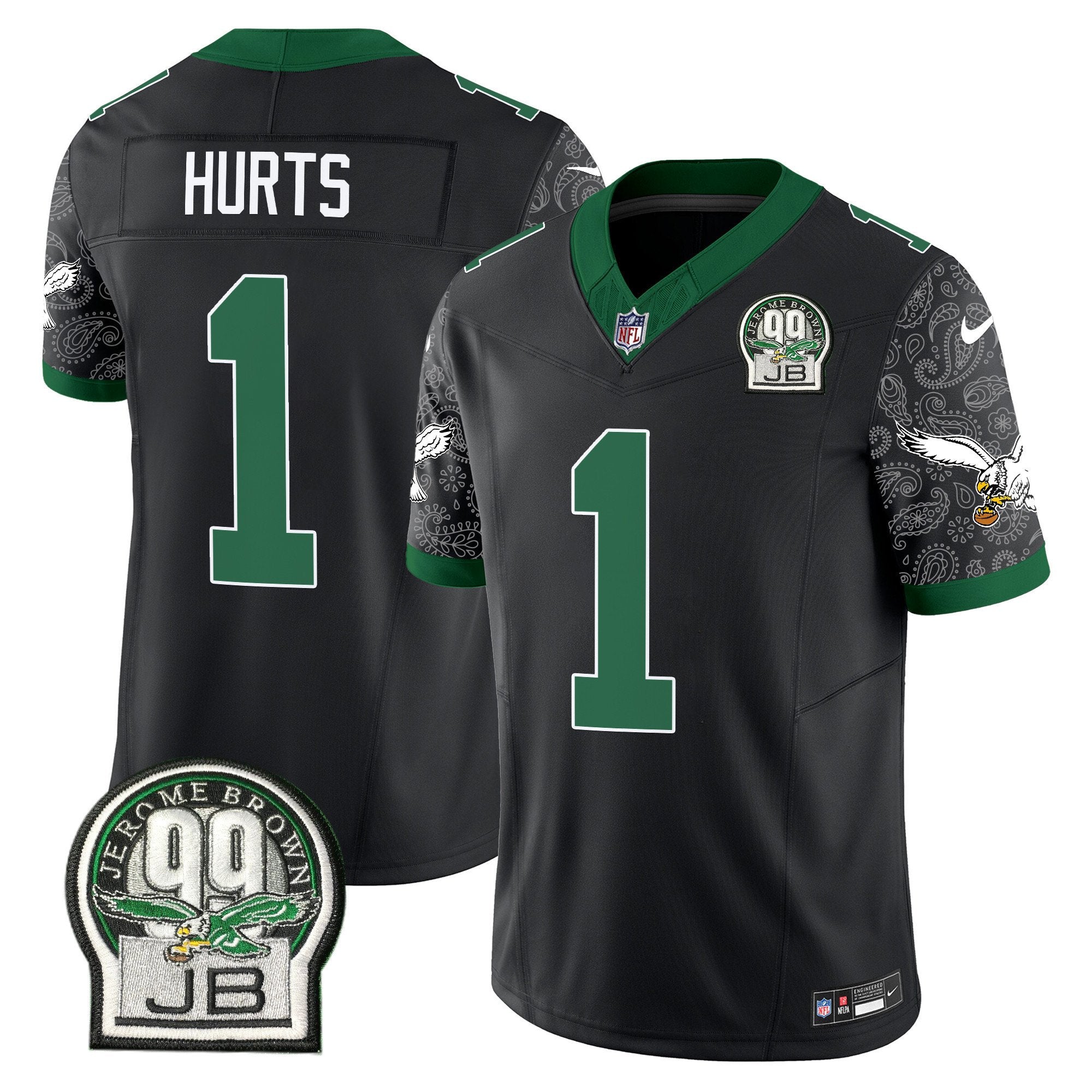 Eagles Kelly Green Vapor Limited Jersey V4 – All Stitched – Black – Jalen Hurts Jersey
