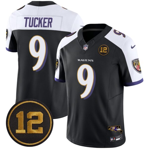 Ravens Jacoby Jones Patch Vapor Limited Jersey – All Stitched – Black Alternate – Justin Tucker Jersey