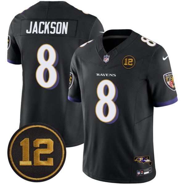 Ravens Jacoby Jones Patch Vapor Limited Jersey – All Stitched – Black – Lamar Jackson Jersey