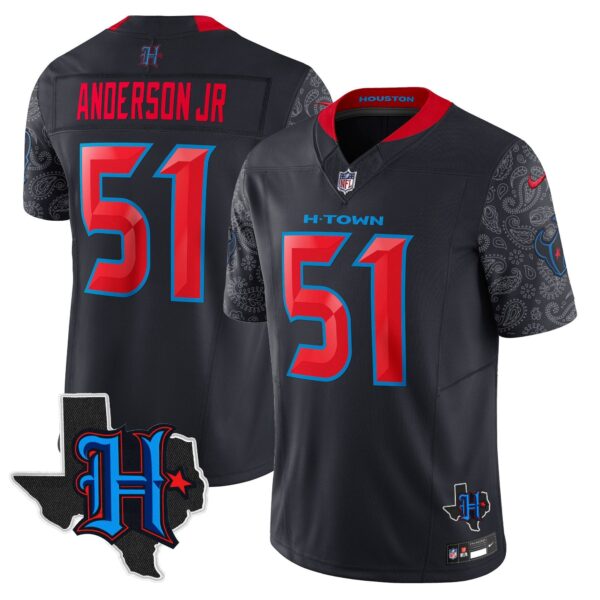 Houston Texans 2024 Texas Patch Vapor Limited Jersey V4 – All Stitched – Navy Limited – Will Anderson Jr. Jersey