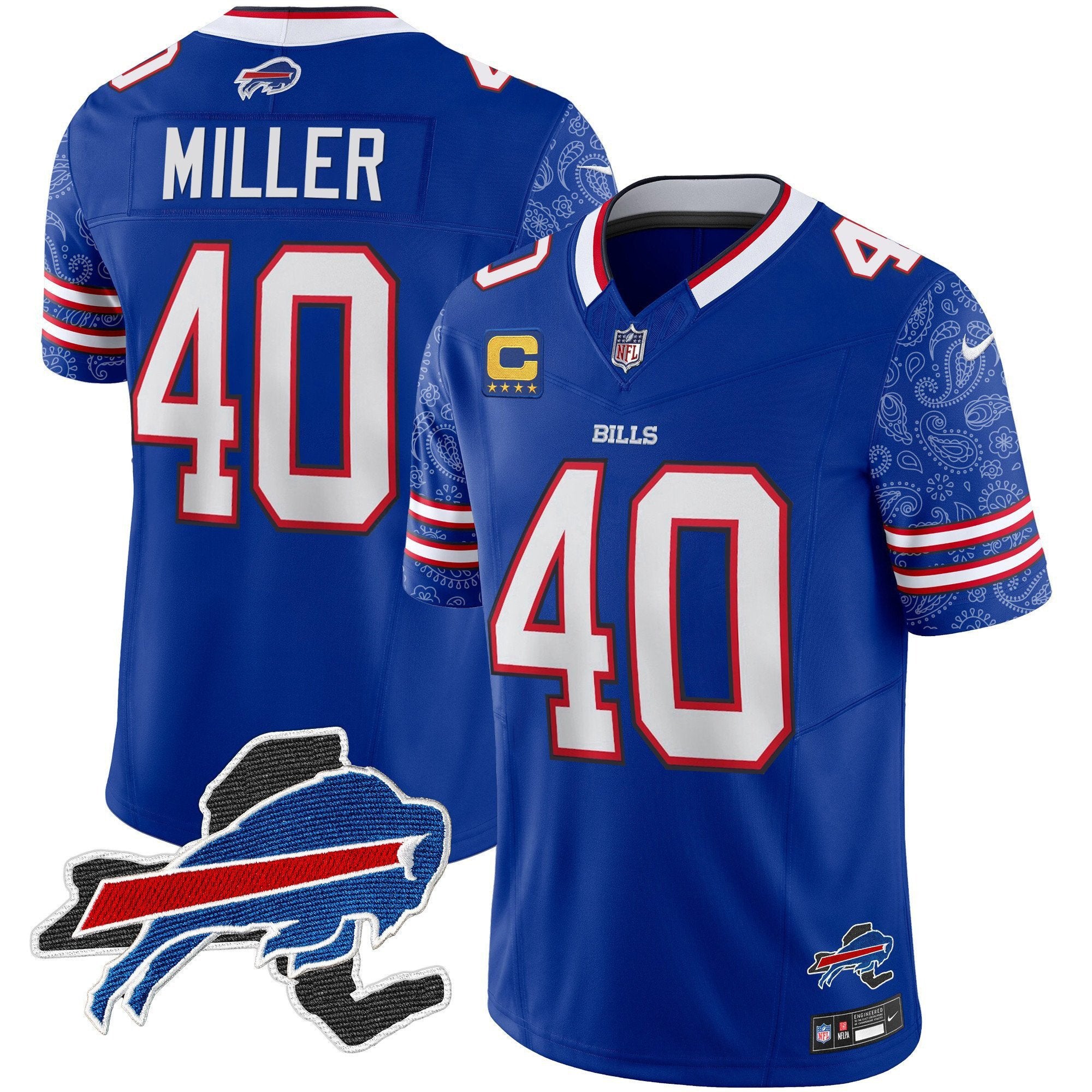 Bills New York Patch Vapor Limited Jersey V2 – All Stitched – Royal – Von Miller Jersey