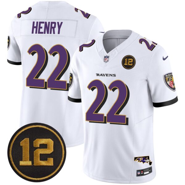Ravens Jacoby Jones Patch Vapor Limited Jersey – All Stitched – White – Derrick Henry Jersey