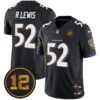 Ravens Jacoby Jones Patch Vapor Limited Jersey – All Stitched – Black – Ray Lewis Jersey