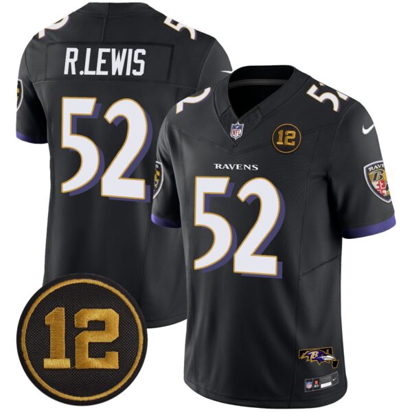 Ravens Jacoby Jones Patch Vapor Limited Jersey – All Stitched – Black – Ray Lewis Jersey