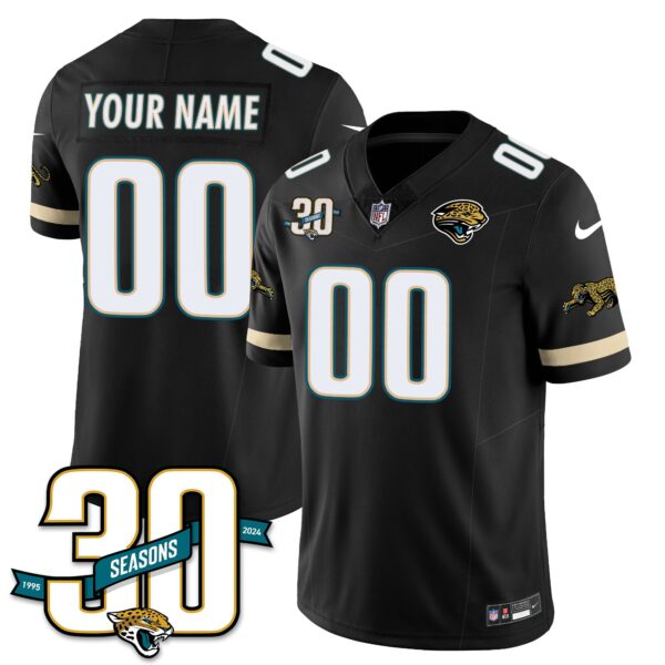 Custom Jacksonville Jaguars 1990s Throwback Uniforms – All Stitched – Black Jersey