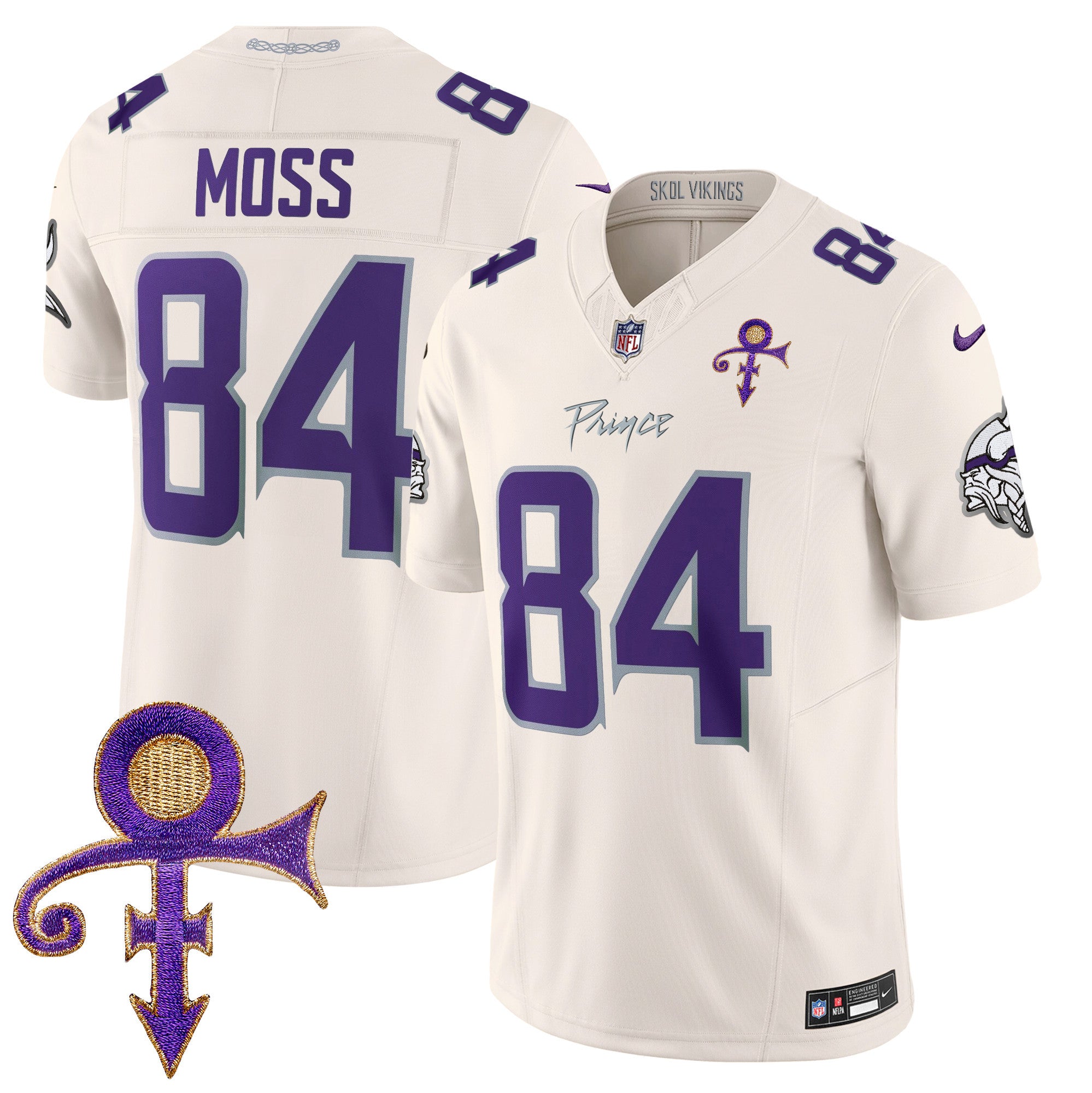 Vikings 2024 Prince Vapor Limited Jersey – All Stitched – Cream – Randy Moss Jersey