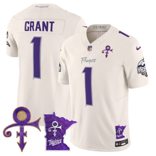 Minnesota Vikings 2024 Prince Vapor Limited Jersey V2 – All Stitched – Cream – Bud Grant Jersey