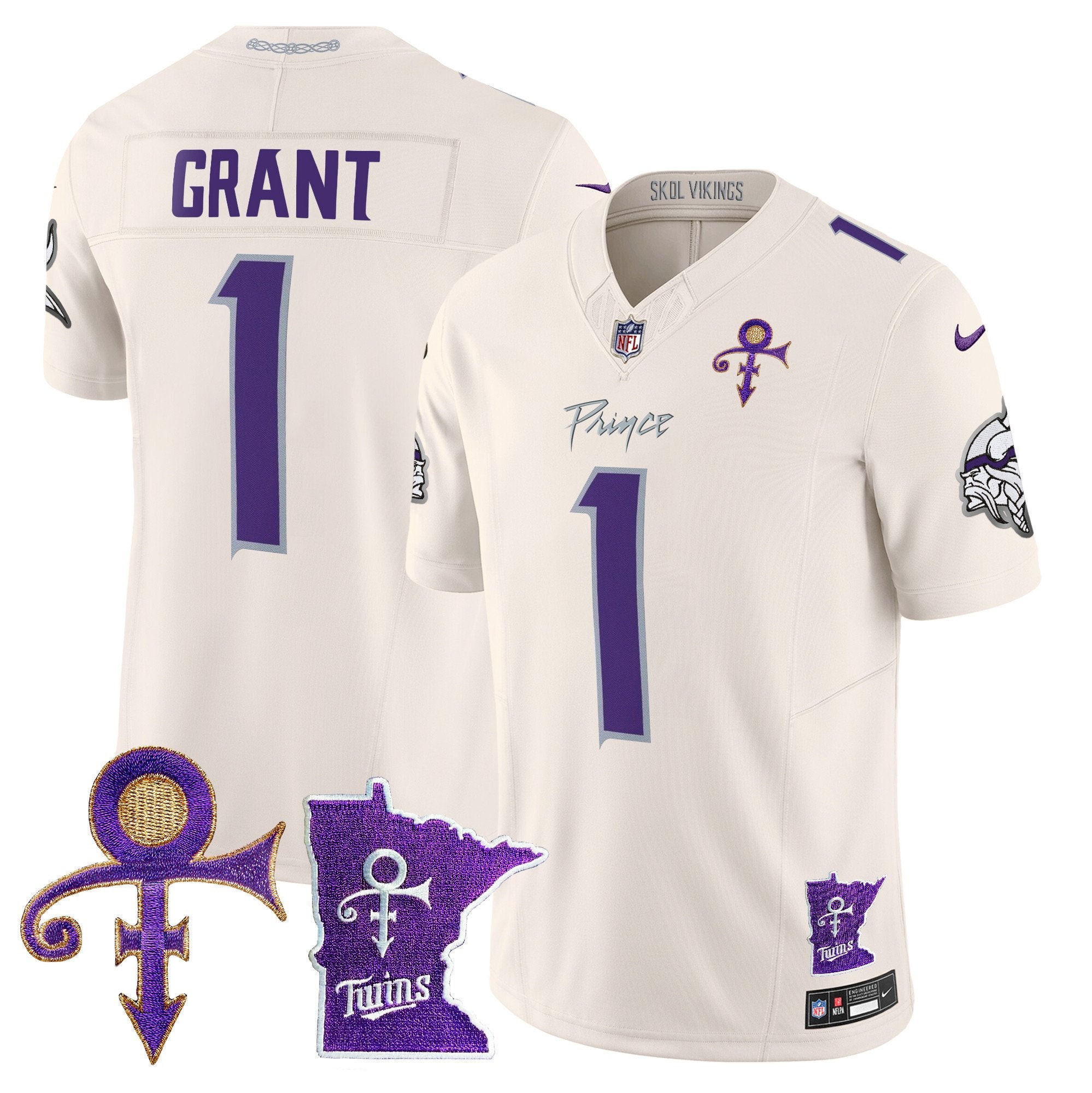 Minnesota Vikings 2024 Prince Vapor Limited Jersey V2 – All Stitched – Cream – Bud Grant Jersey