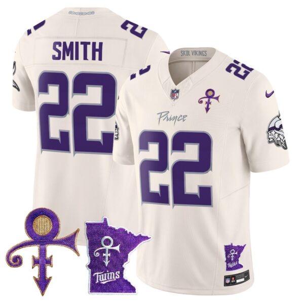 Minnesota Vikings 2024 Prince Vapor Limited Jersey V2 – All Stitched – Cream – Harrison Smith Jersey
