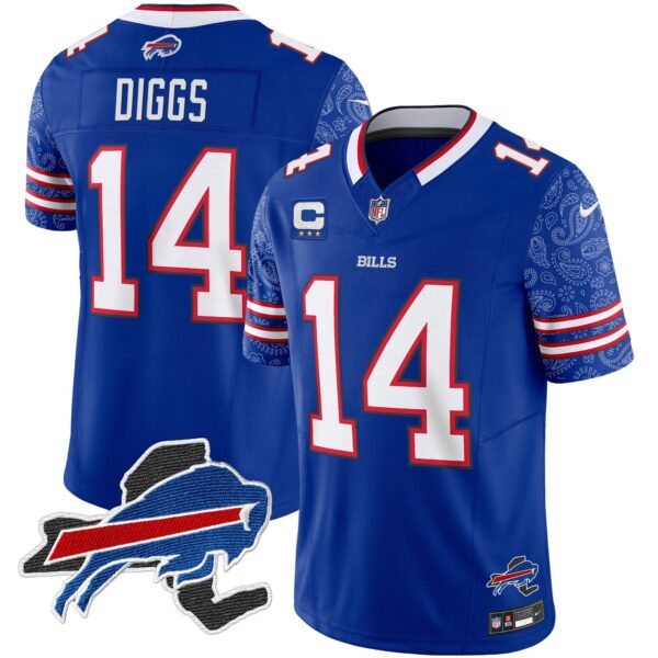 Bills New York Patch Vapor Limited Jersey V2 – All Stitched – Royal – Stefon Diggs Jersey