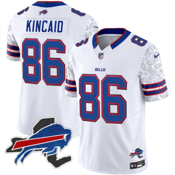 Bills New York Patch Vapor Limited Jersey V2 – All Stitched – White – Dalton Kincaid Jersey