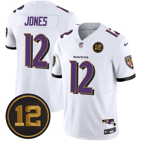 Ravens Jacoby Jones Patch Vapor Limited Jersey – All Stitched – White – Jacoby Jones Jersey
