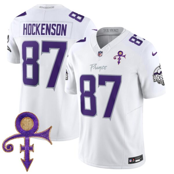 Vikings 2024 Prince Vapor Limited Jersey – All Stitched – White Limited – T.J. Hockenson Jersey