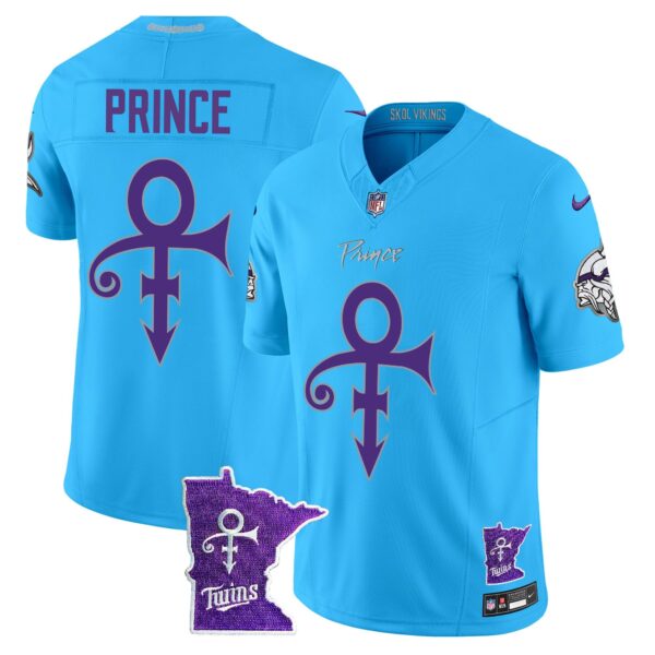Minnesota Vikings 2024 Prince Vapor Limited Jersey V2 – All Stitched – Light Blue – Prince Jersey