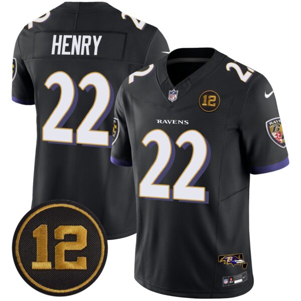 Ravens Jacoby Jones Patch Vapor Limited Jersey – All Stitched – Black – Derrick Henry Jersey