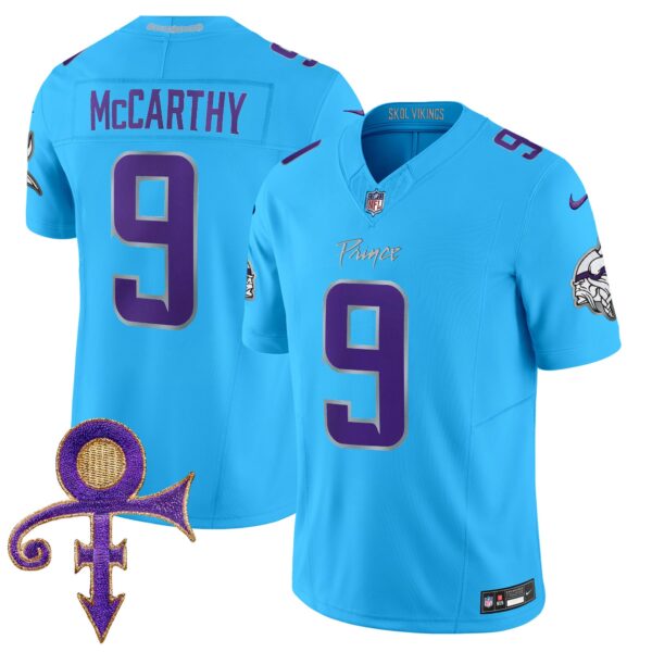 Vikings 2024 Prince Vapor Limited Jersey – All Stitched – Light Blue – J.J. McCarthy Jersey