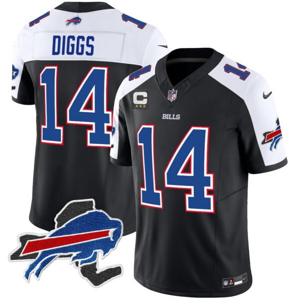 Bills New York Patch Vapor Limited Jersey V2 – All Stitched – Black Alternate – Stefon Diggs Jersey