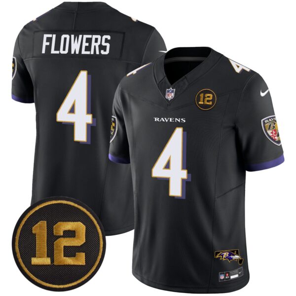 Ravens Jacoby Jones Patch Vapor Limited Jersey – All Stitched – Black – Zay Flowers Jersey