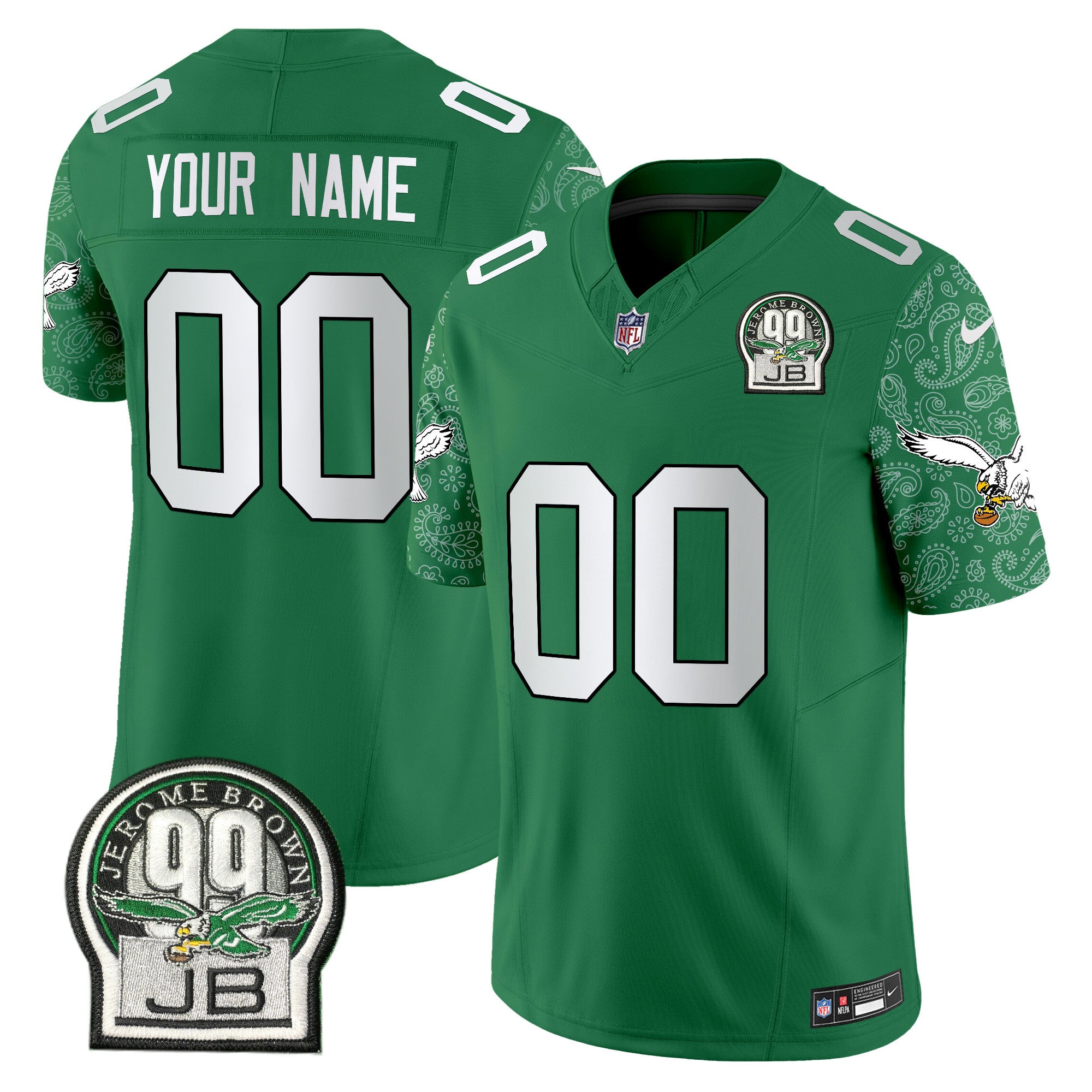 Eagles Kelly Green Vapor Limited Custom Jersey V4 – All Stitched – Kelly Green Jersey