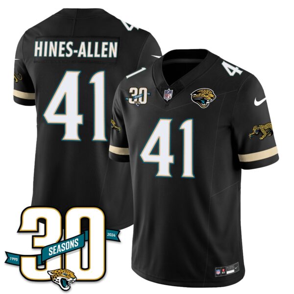 Jacksonville Jaguars 1990s Throwback Uniforms – All Stitched – Black – Josh Hines-Allen – 41 Jersey