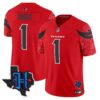 Houston Texans 2024 Texas Patch Vapor Limited Jersey V4 – All Stitched – Red – Stefon Diggs Jersey
