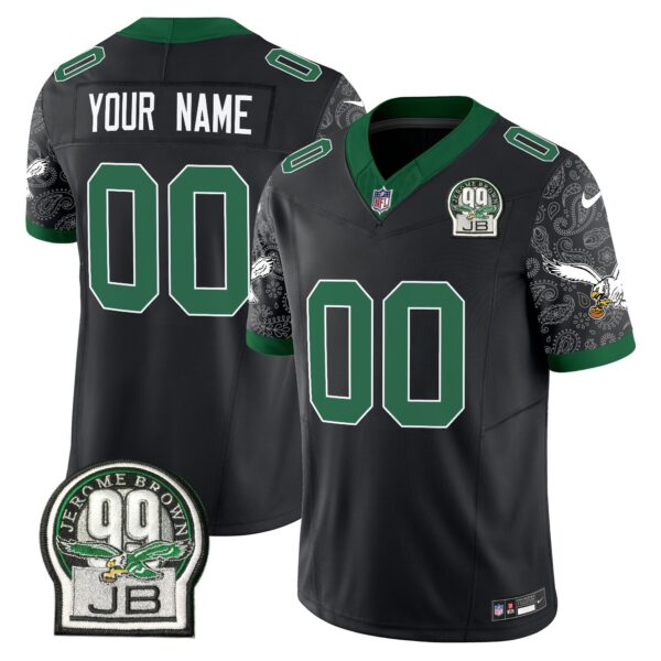 Eagles Kelly Green Vapor Limited Custom Jersey V4 – All Stitched – Black Jersey