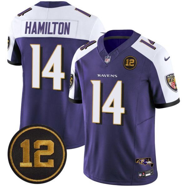 Ravens Jacoby Jones Patch Vapor Limited Jersey – All Stitched – Purple Alternate – Kyle Hamilton Jersey