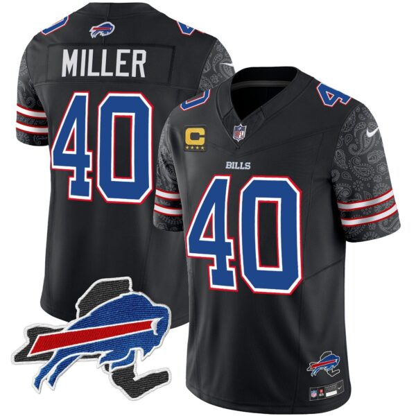 Bills New York Patch Vapor Limited Jersey V2 – All Stitched – Black – Von Miller Jersey