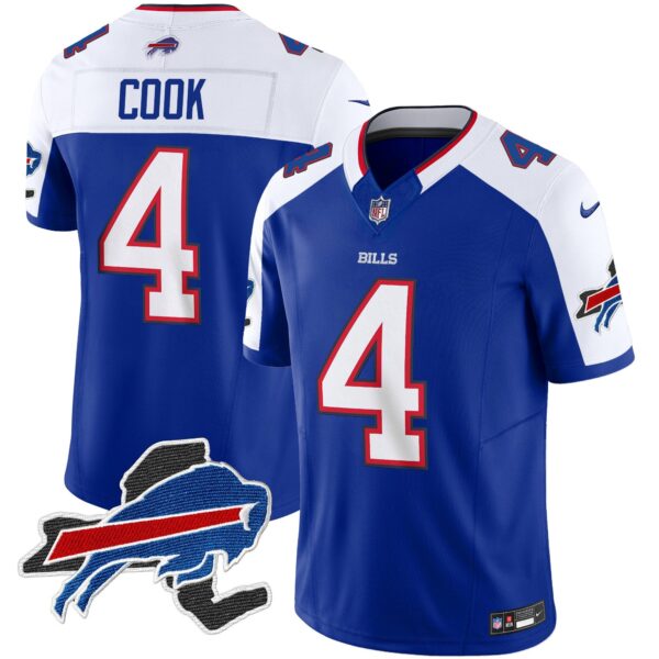 Bills New York Patch Vapor Limited Jersey V2 – All Stitched – Royal Alternate – James Cook Jersey