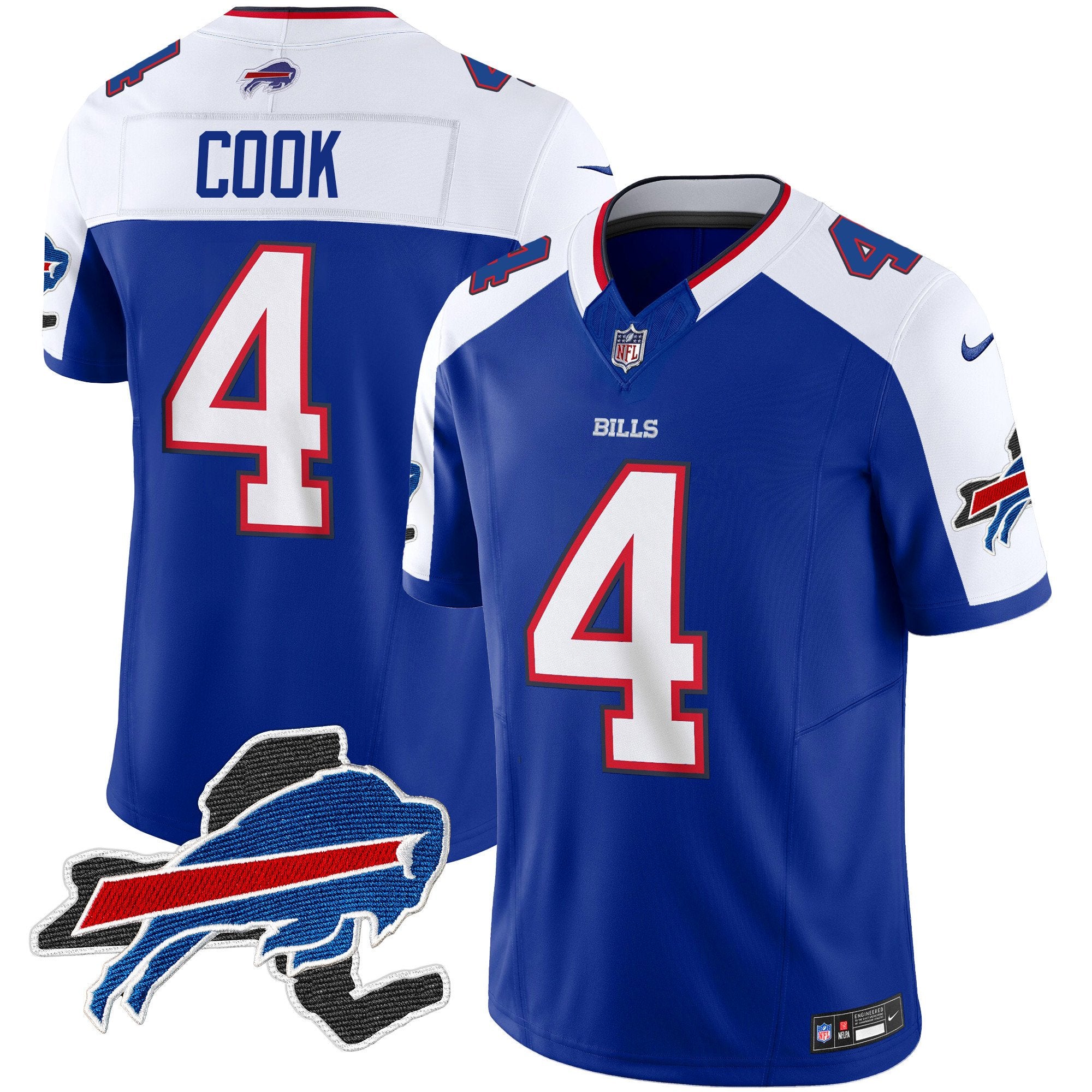 Bills New York Patch Vapor Limited Jersey V2 – All Stitched – Royal Alternate – James Cook Jersey