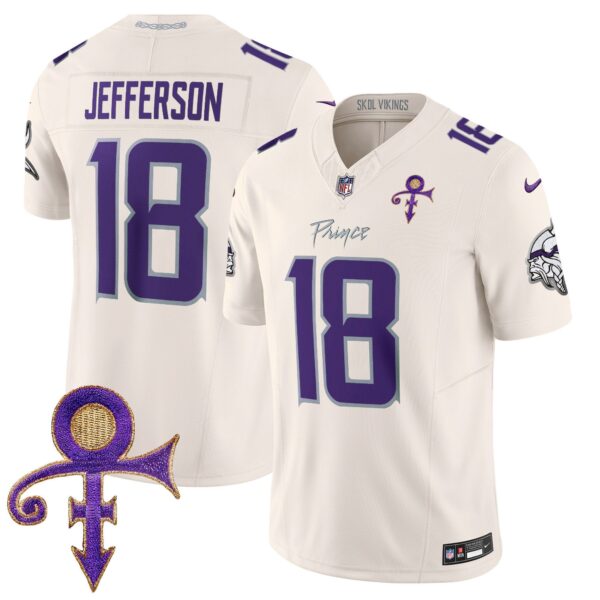 Vikings 2024 Prince Vapor Limited Jersey – All Stitched – Cream – Justin Jefferson Jersey