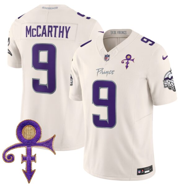 Vikings 2024 Prince Vapor Limited Jersey – All Stitched – Cream – J.J. McCarthy Jersey