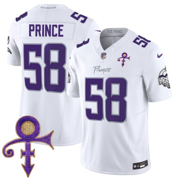 Vikings 2024 Prince Vapor Limited Jersey – All Stitched – White Limited – Prince 1958 Jersey