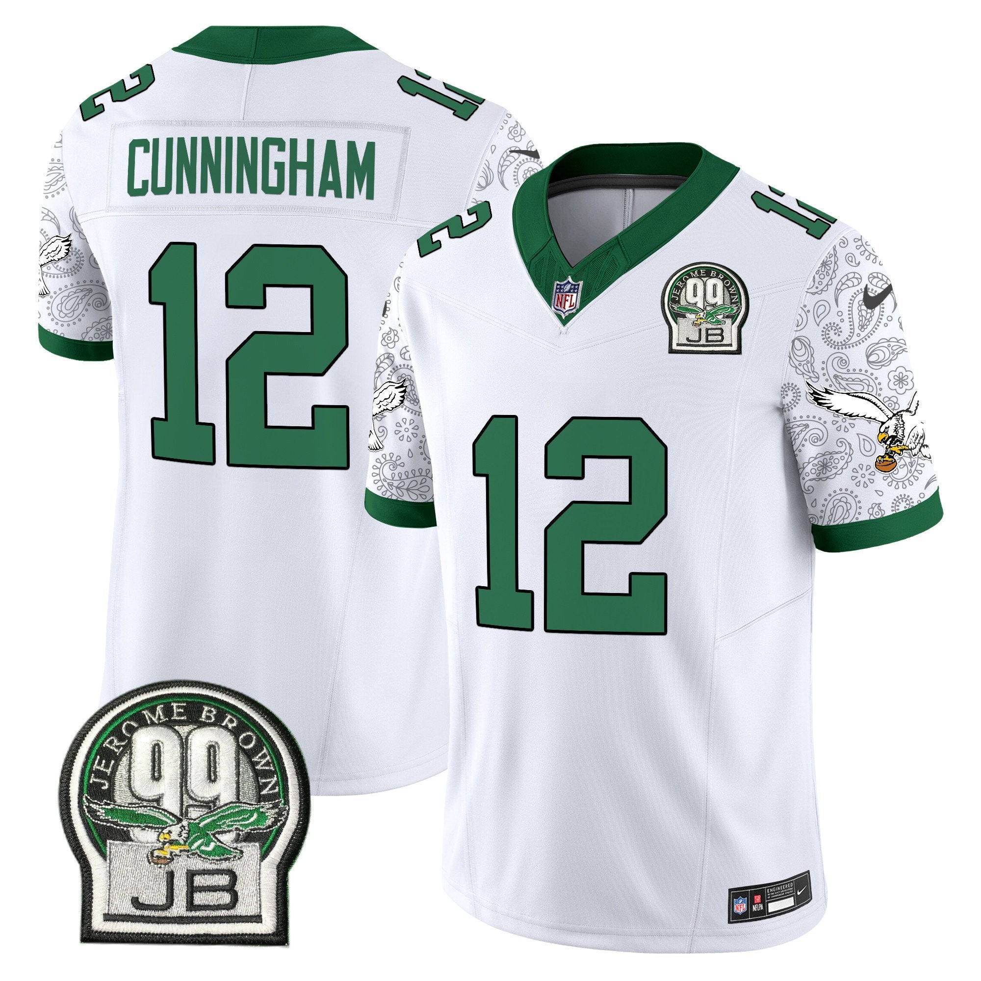 Eagles Kelly Green Vapor Limited Jersey V4 – All Stitched – Kelly White – Randall Cunningham Jersey