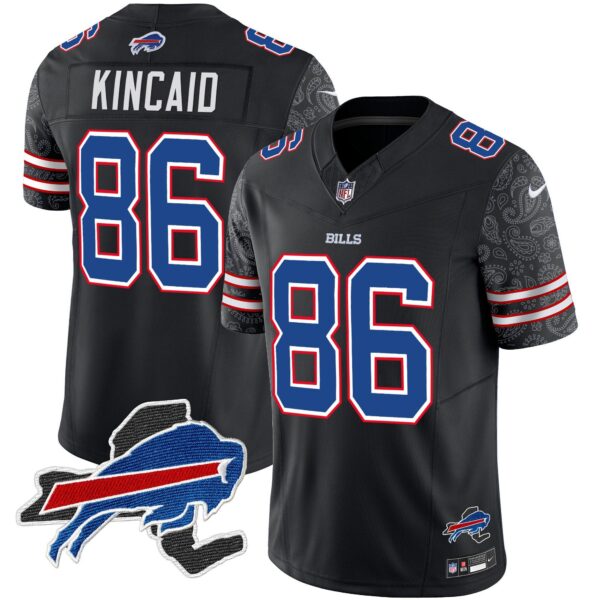 Bills New York Patch Vapor Limited Jersey V2 – All Stitched – Black – Dalton Kincaid Jersey