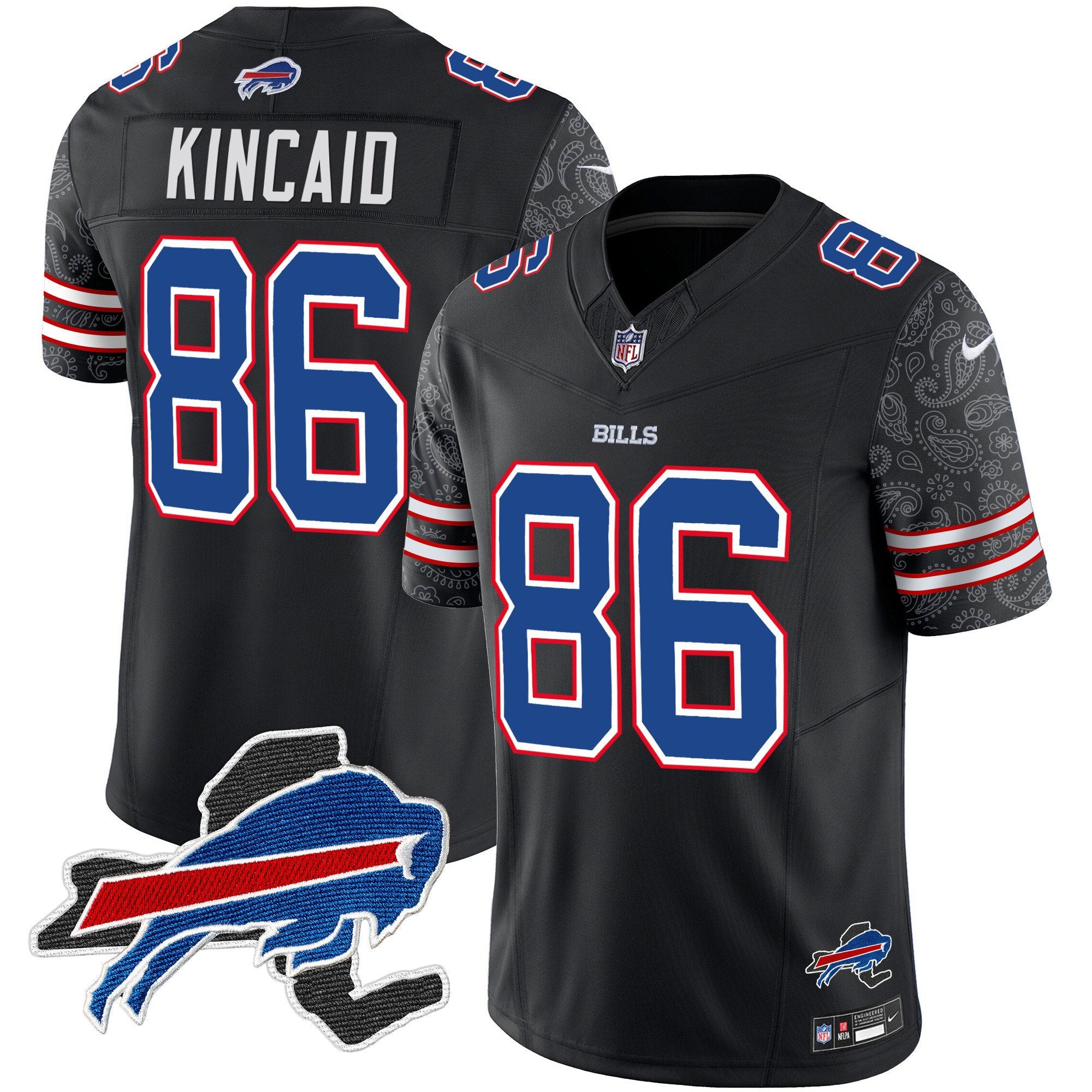 Bills New York Patch Vapor Limited Jersey V2 – All Stitched – Black – Dalton Kincaid Jersey