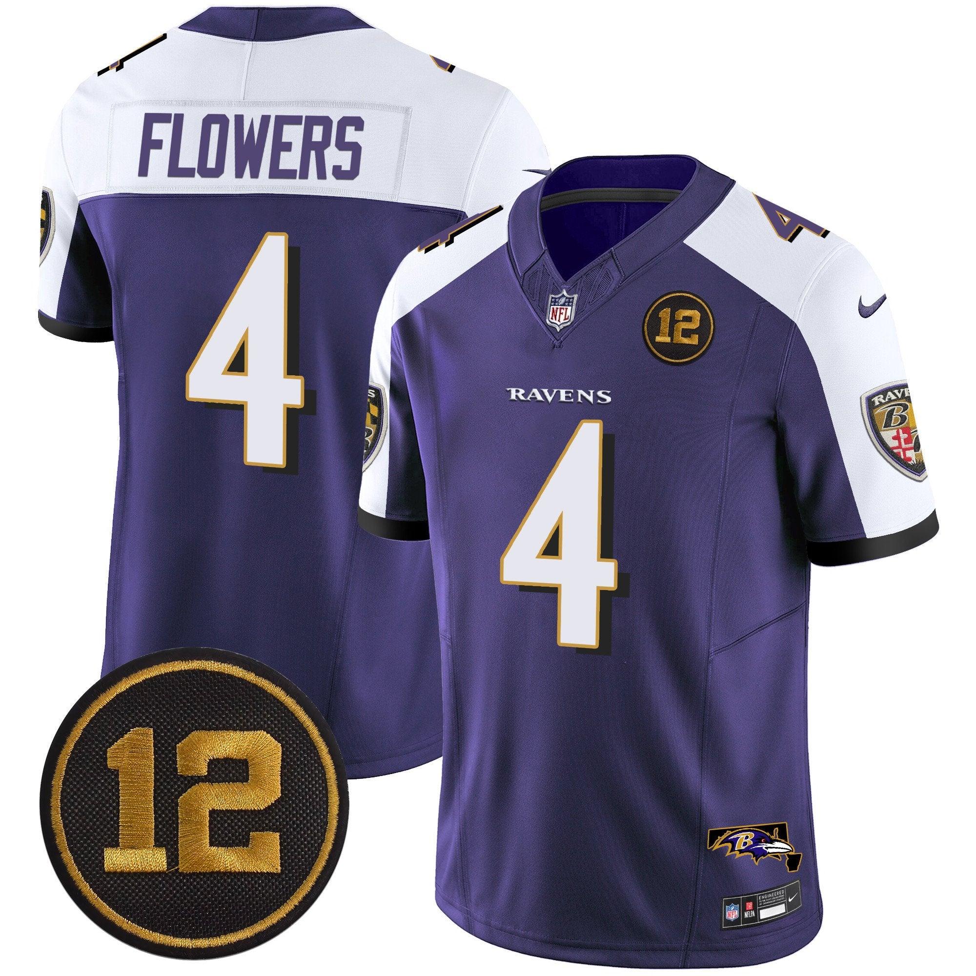Ravens Jacoby Jones Patch Vapor Limited Jersey – All Stitched – Purple Alternate – Zay Flowers Jersey