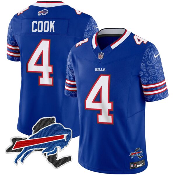 Bills New York Patch Vapor Limited Jersey V2 – All Stitched – Royal – James Cook Jersey