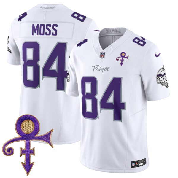 Vikings 2024 Prince Vapor Limited Jersey – All Stitched – White Limited – Randy Moss Jersey
