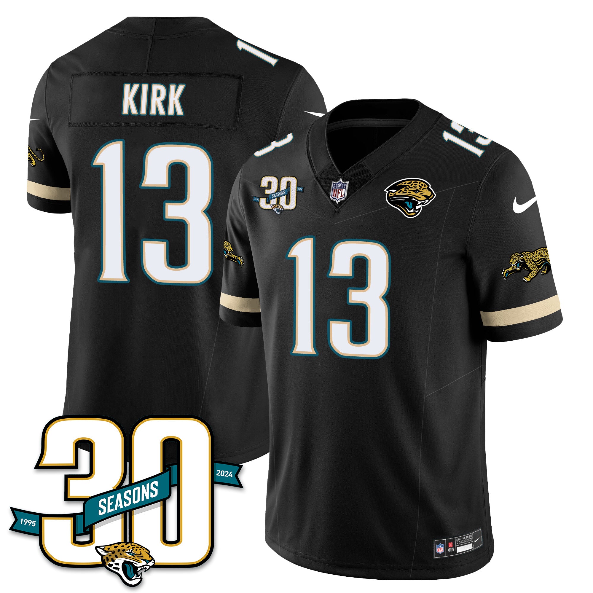 Jacksonville Jaguars 1990s Throwback Uniforms – All Stitched – Black – Christian Kirk – 13 Jersey