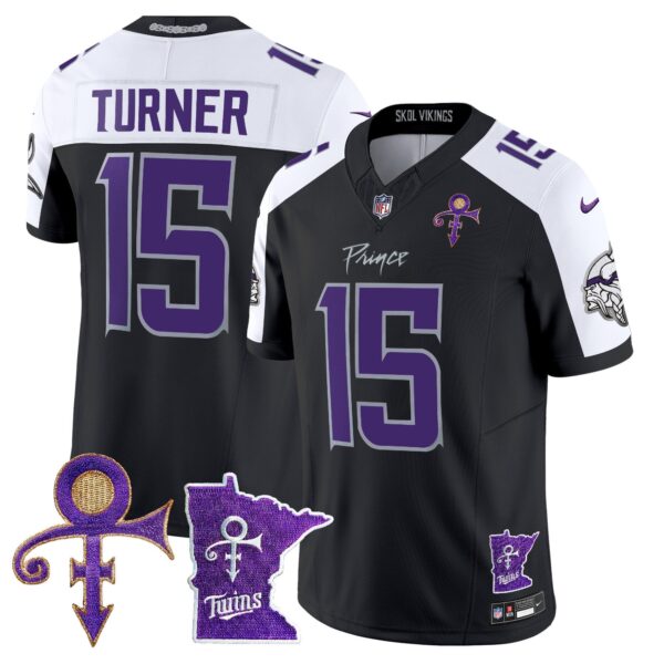Minnesota Vikings 2024 Prince Vapor Limited Jersey V2 – All Stitched – Black Alternate – Dallas Turner Jersey