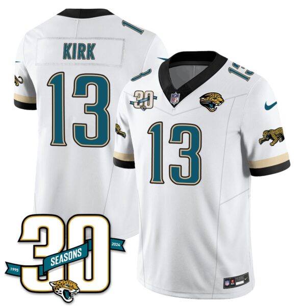 Jacksonville Jaguars 1990s Throwback Uniforms – All Stitched – White – Christian Kirk – 13 Jersey