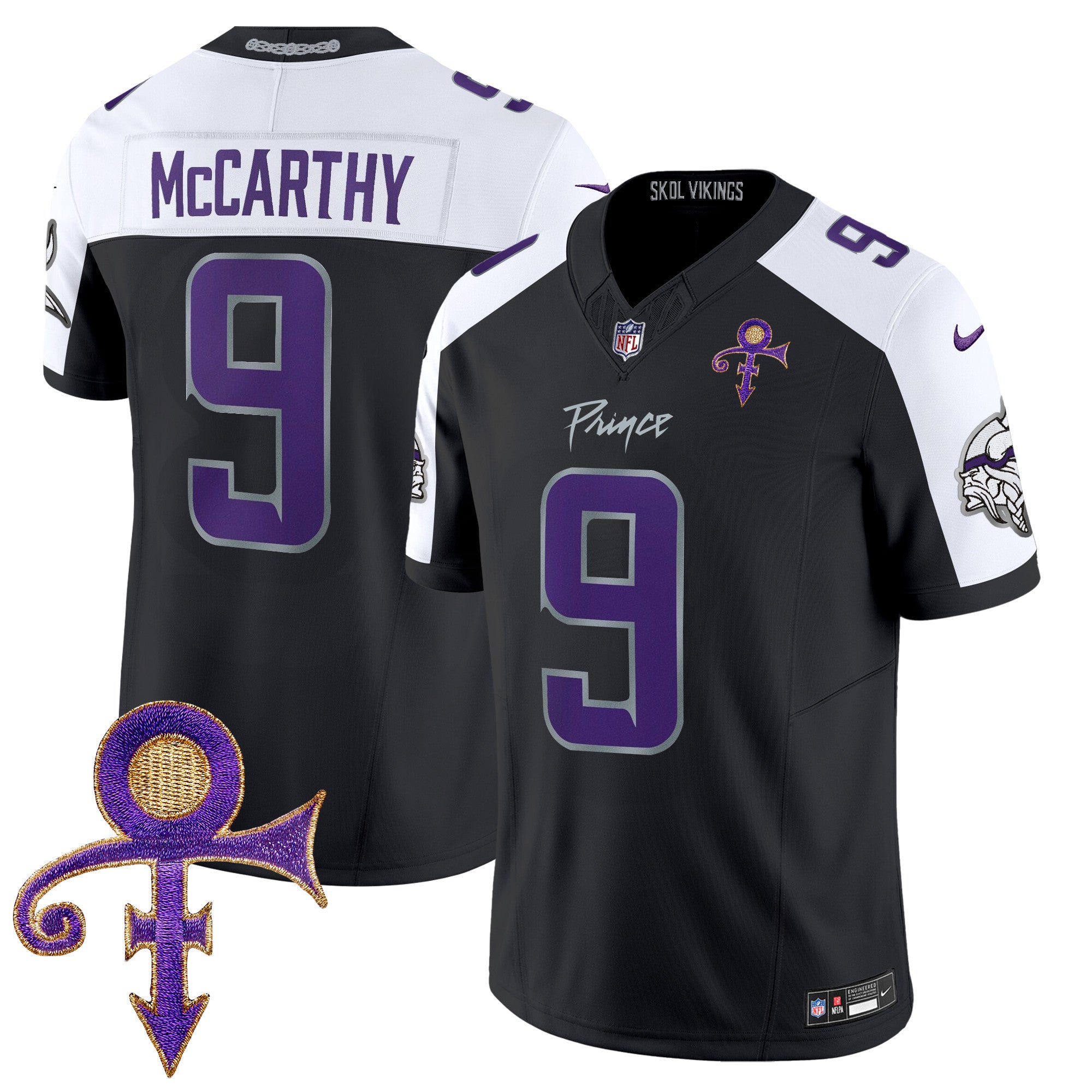 Vikings 2024 Prince Vapor Limited Jersey – All Stitched – Black Alternate – J.J. McCarthy Jersey