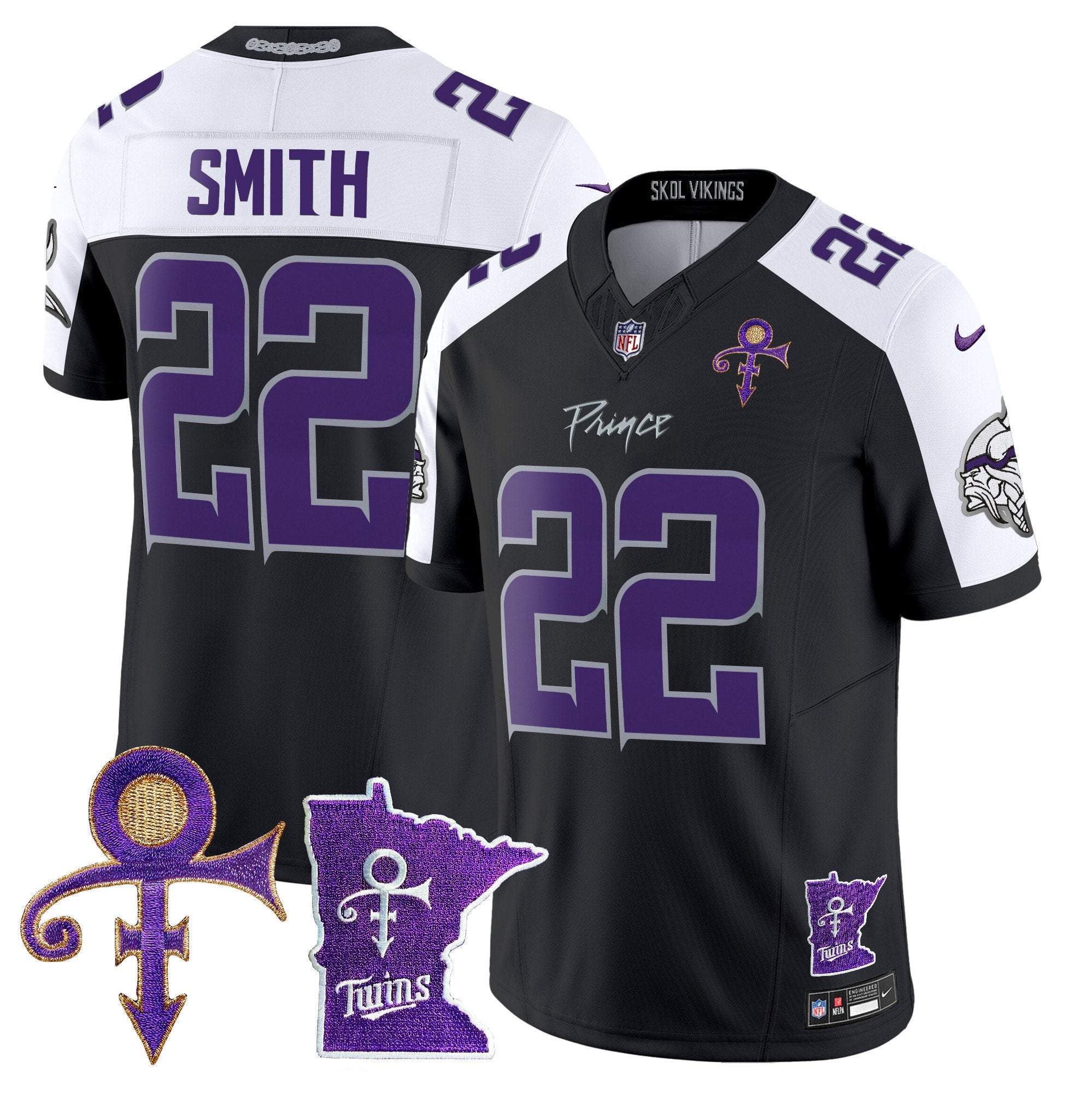 Minnesota Vikings 2024 Prince Vapor Limited Jersey V2 – All Stitched – Black Alternate – Harrison Smith Jersey