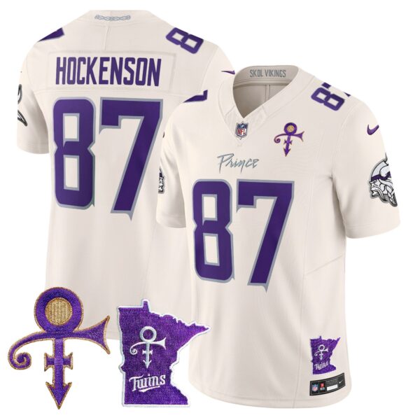 Minnesota Vikings 2024 Prince Vapor Limited Jersey V2 – All Stitched – Cream – T.J. Hockenson Jersey