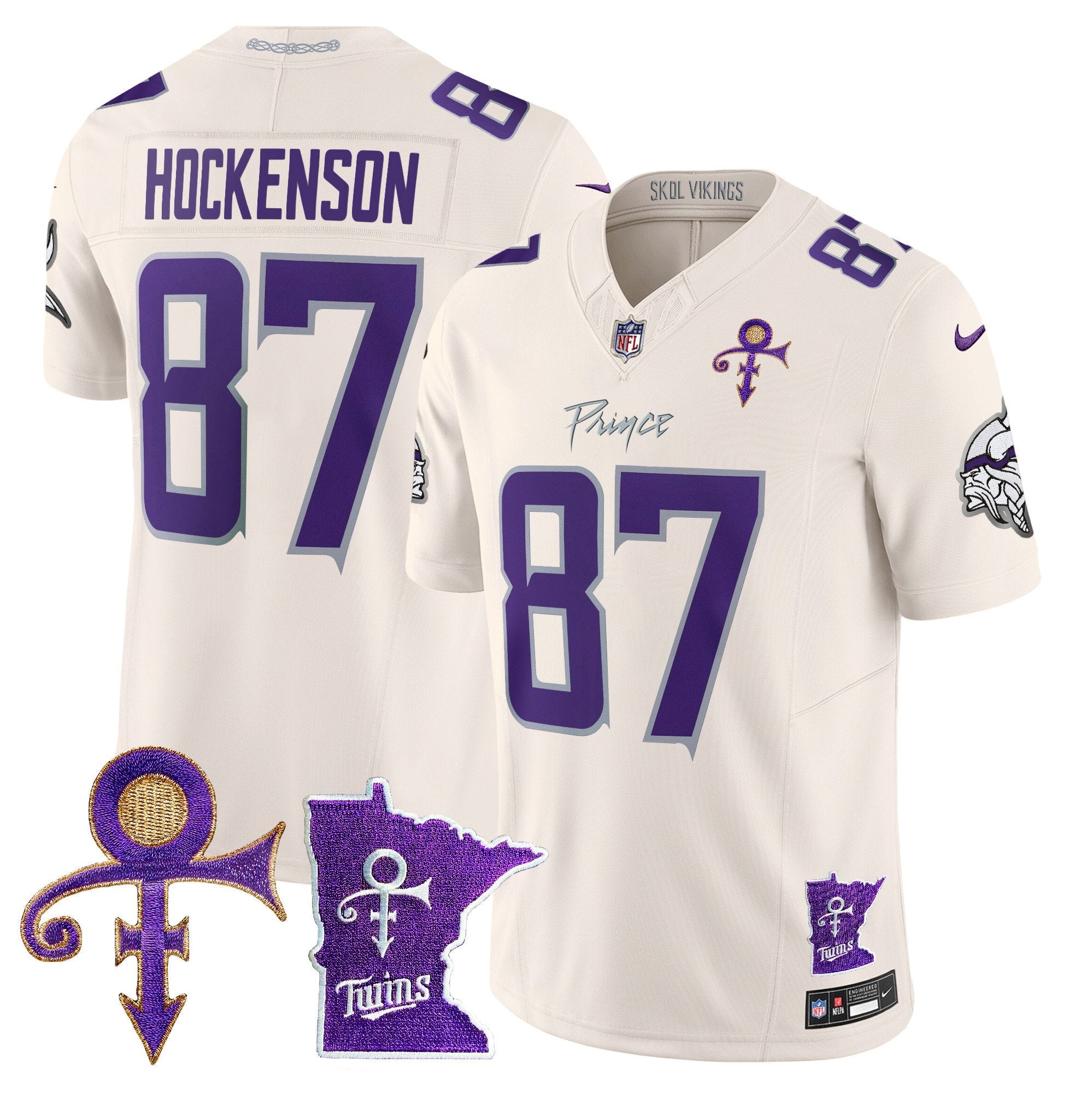 Minnesota Vikings 2024 Prince Vapor Limited Jersey V2 – All Stitched – Cream – T.J. Hockenson Jersey