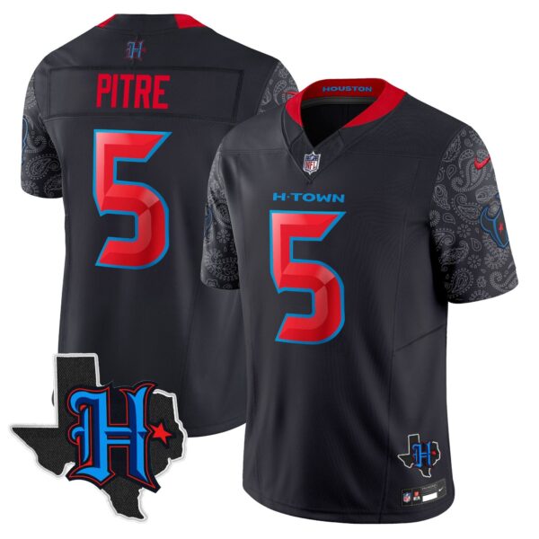 Houston Texans 2024 Texas Patch Vapor Limited Jersey V4 – All Stitched – Navy Limited – Jalen Pitre Jersey