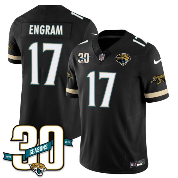 Jacksonville Jaguars 1990s Throwback Uniforms – All Stitched – Black – Evan Engram – 17 Jersey